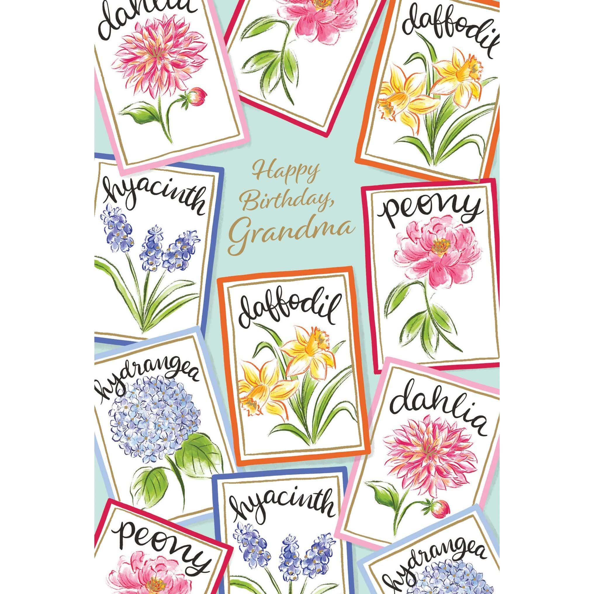 Pictura Flower Seed Packets birthday card featuring floral designs, suitable for grandmother's birthday, from everyday greeting card collection.
